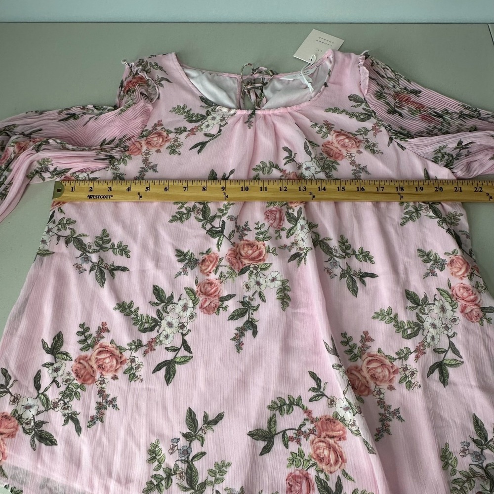 Lauren Conrad Flowy Popover Blouse Pink Floral‎ Easter Spring Large - Picture 7 of 14